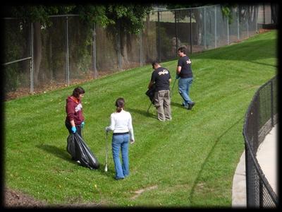 Campus Clean Up football field