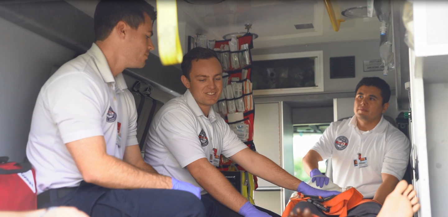 Ventura College Paramedic Students in an ambulance